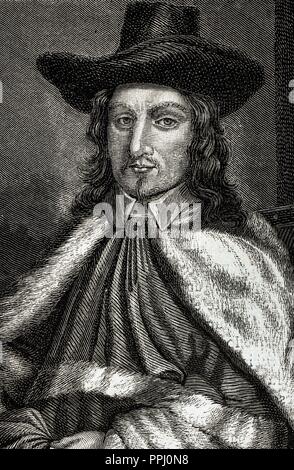 John Bradshaw (1602-1659). Englischer Richter. Kopie einer Gravur von S. Freeman, nach Originalzeichnung. Stockfoto