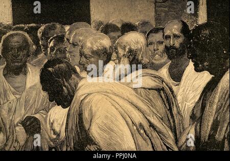 Appius Claudius der Zensor (340-273 v. Chr.). Römische zensieren. Kupferstich von sabattini nach einem Fresko von Cesare Maccari. Der iberischen Illustration, 1898. Stockfoto