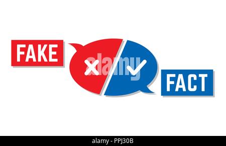 Fake oder Tatsache Button in Rot und Blau. Stock Vektor