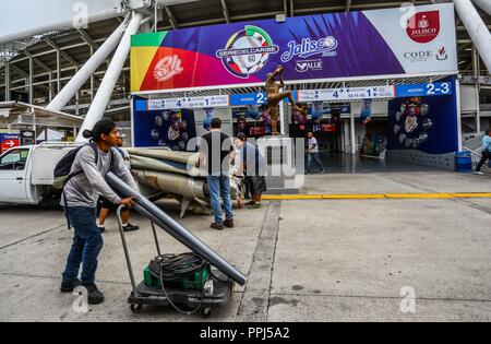 Aspekte der Panamerikanischen Stadion oder Stadion von Los Charros de Jalisco, vor Beginn der morgigen Baseball party Serie del Caribe 2018 zu werden. Stockfoto