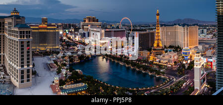 Panorama der Las Vegas Boulevard und Bellagio in Las Vegas, Nevada, USA Stockfoto