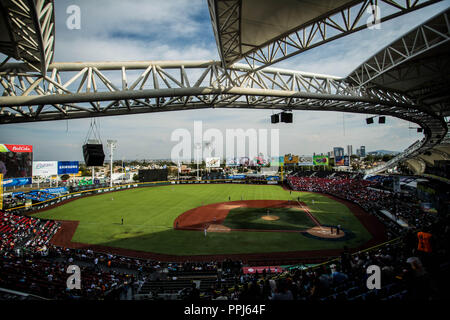 Vista panorámica del Estadio Panamericano o Estadio de Los Charros de Jalisco. Stadion. . Partido de Beisbol de la Serie del Caribe con el encuentro Stockfoto