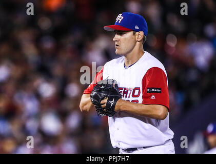 Seth Lugo Krug Inicial de Puerto Rico, durante el World Baseball Classic en Estadio Charros de Jalisco en Guadalajara, Jalisco, Mexiko. Marzo 10, Stockfoto