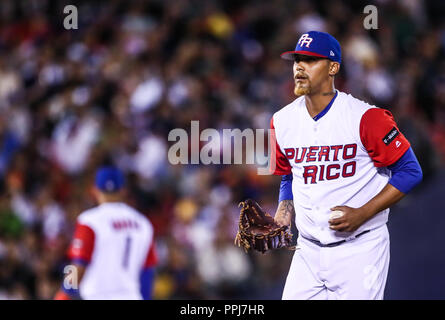 Giovanni Soto Krug Hospicio de Puerto Rico, durante el World Baseball Classic en Estadio Charros de Jalisco en Guadalajara, Jalisco, Mexiko. Marzo 1. Stockfoto