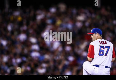 Seth Lugo Krug Inicial de Puerto Rico, durante el World Baseball Classic en Estadio Charros de Jalisco en Guadalajara, Jalisco, Mexiko. Marzo 10, Stockfoto