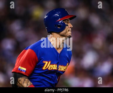 Seth Lugo Krug Inicial de Puerto Rico hace lanzamientos en el Primer Inning, durante el Partido entre Puerto Rico contra Venezuela, World Baseball Stockfoto
