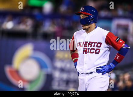 Seth Lugo Krug Inicial de Puerto Rico hace lanzamientos en el Primer Inning, durante el Partido entre Puerto Rico contra Venezuela, World Baseball Stockfoto