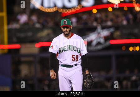 Miguel Gonzalez ¨ El Mariachi ¨ Krug inicial por Mexiko hace lanzamientos en el Primer Inning, durante el Partido entre Mexiko vs Puerto Rico, Welt Stockfoto