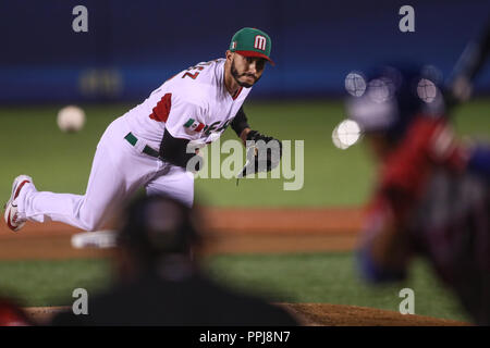 Miguel Gonzalez ¨ El Mariachi ¨ Krug inicial por Mexiko hace lanzamientos en el Primer Inning, durante el Partido entre Mexiko vs Puerto Rico, Welt Stockfoto