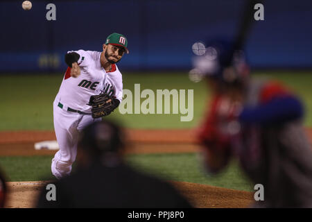Miguel Gonzalez ¨ El Mariachi ¨ Krug inicial por Mexiko hace lanzamientos en el Primer Inning, durante el Partido entre Mexiko vs Puerto Rico, Welt Stockfoto