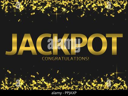 Jackpot Big gewinnen. Golden Konfetti Hintergrund, Casino online Stock Vektor