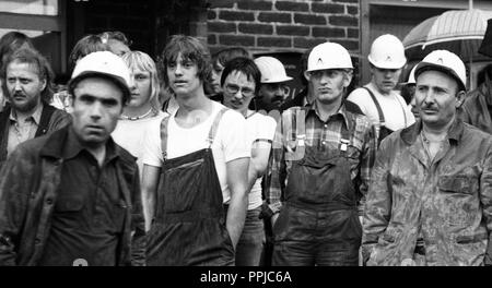 Warnstreik der IG Metall Mitbestimmung bei Thyssen in Oberhausen am 30.07.1980. . | Verwendung weltweit Stockfoto