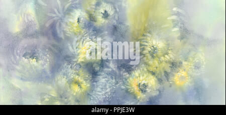 Chrysantheme Blumen Aquarell Hintergrund. Abstrakte Salz Marmor Hintergrund. Stockfoto