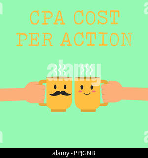 Wort schreiben Text CPA Kosten pro Aktion. Business Konzept für Kommission gezahlt, wenn der Benutzer klickt auf ein Affiliate Link. Stockfoto