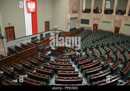 Republik Polen Sejm Plenarsaal Stockfoto