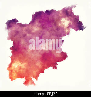 Trentino - Südtirol region Aquarell Karte von Italien vor einem weißen Hintergrund Stockfoto