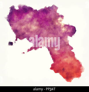 Region Kampanien aquarell Karte von Italien vor einem weißen Hintergrund Stockfoto