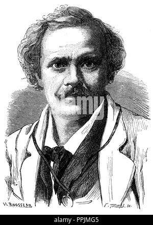 Gaspard-Félix Tournachon (1820-1910), als Nadar, Karikaturisten, luftschiffer und der französische Fotograf bekannt. Gravur, 1873. Stockfoto