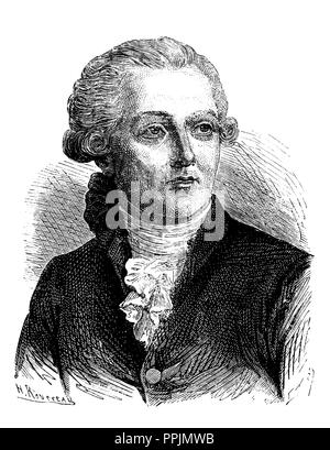 Antoine Lavoisier (1743-1794), französischer Chemiker, Biologen und Ökonomen. Gravur, 1873. Stockfoto