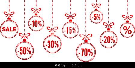 Rabatt Weihnachten Kugeln Vektor illustation auf weißem Hintergrund Stock Vektor