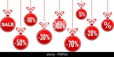 Weihnachtskugeln rabatt Vector Illustration auf weißem Hintergrund Stock Vektor