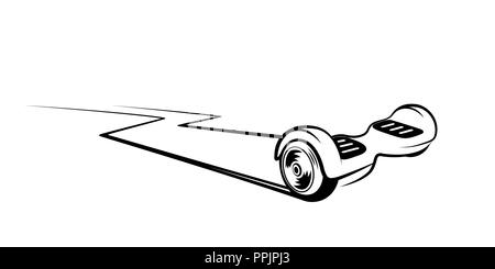 Hoverboard, gyroscooter, zwei Rädern Balance Board Vector Illustration. Elektrisches eco Transport Stock Vektor