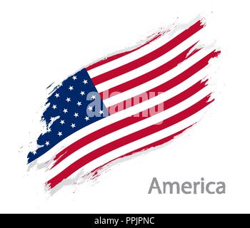 Flagge von Amerika grunge style Vector Illustration auf weißem Hintergrund Stock Vektor