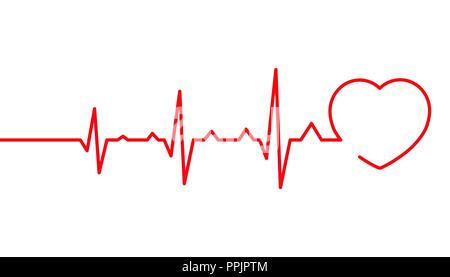 Herz Puls, Elektrokardiogramm Linie vektor Illustration auf weißem Hintergrund, Heartbeat Stock Vektor