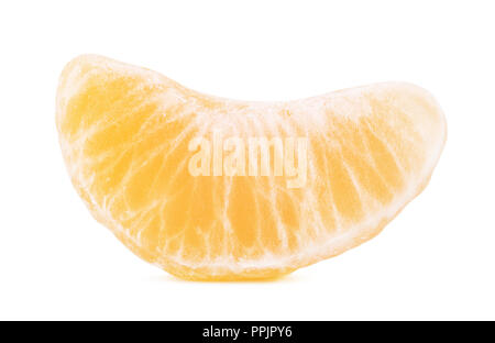 Scheibe des Mandarin, auf weißem Hintergrund Stockfoto