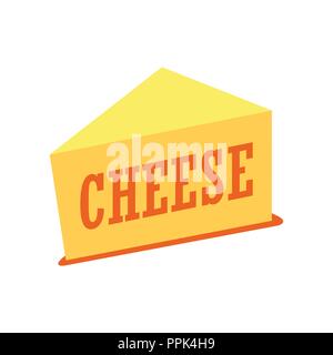 Vector Illustration von Cheddar Käse Stück isoliert auf weißem Hintergrund. Stock Vektor