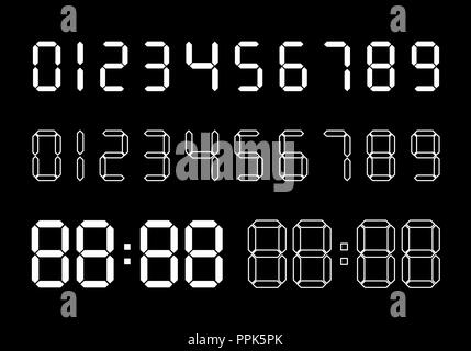 Satz digitale Ziffern auf dunklem Hintergrund Stock Vektor
