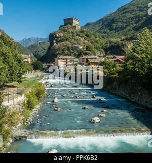 Das 14. Jahrhundert Burg Verrès im Aostatal Stockfoto