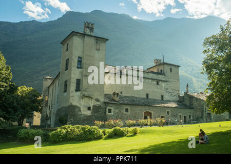 Schloss Issogne, ein Schloss/Herrenhaus in der Stadt Issogne im Aostatal, Italien. Stockfoto