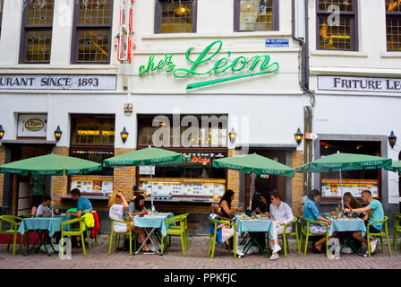 Chez Leon, Restaurant, Rue des Bouchers, Brüssel, Belgien Stockfoto