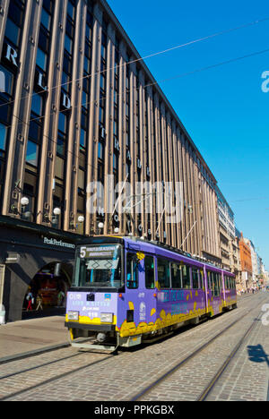 Straßenbahn, Aleksanterinkatu, Helsinki, Finnland Stockfoto