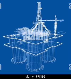 Offshore Oil Rig Bohrinsel Konzept Stock Vektor