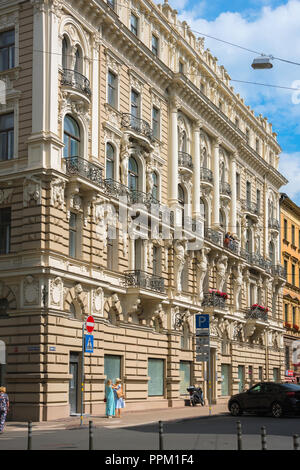 Jugendstil Riga, Blick auf eine reich verzierte Gebäude in Elizabetes Iela im Art Nouveau Stadtteil von Riga, Lettland. Stockfoto