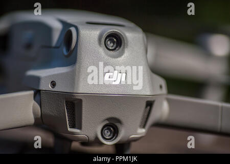 Nahaufnahme, Ansicht von Mavic2 pro Karosserie hinten. Stockfoto