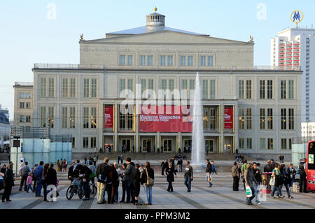 Opernhaus Augustusplatz, Leipzig. Sachsen, Deutschland Stockfoto