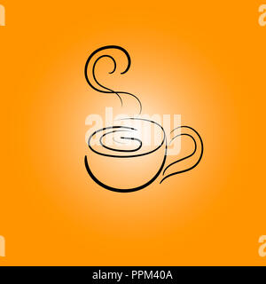 Vektor Tasse Tee oder Kaffee aus Linien gezeichnet. Eps 10. Stockfoto