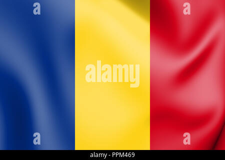 3D-Flagge Rumänien. 3D-Darstellung. Stockfoto