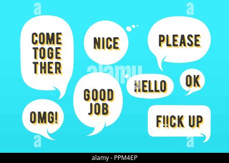 Sprechblasen. Set aus Nachrichten, Cloud-Talk und Sprechblase. Weiße Sprechblase, isolierte Silhouette mit Text. Elemente für Nachricht Stock Vektor