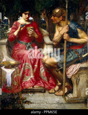 Jason, antiken griechischen mythologischen Helden, war der Führer der Argonauten auf der Suche nach dem Goldenen Vlies in der griechischen Literatur. Malerei von Jason und Medea von John William Waterhouse Stockfoto