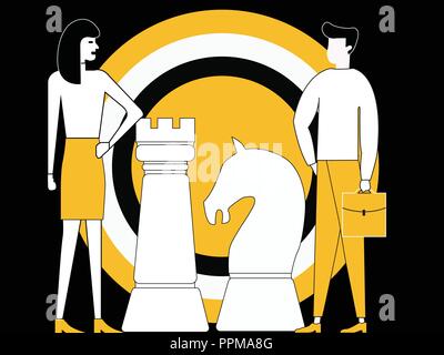 Unternehmensstrategie mit Schachbrett Stücke Stock Vektor