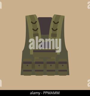 Schusssichere Weste militärische Ausrüstung. Vector Illustration Stock Vektor