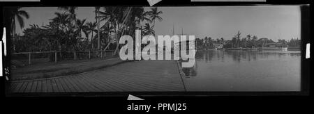Boot bei langen Dock, East Florida Stockfoto