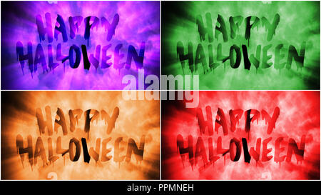 Vier Versionen der Text nur von Wörtern Happy Halloween Stockfoto