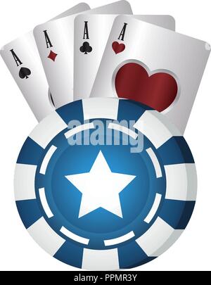 Casino Poker blue chip und Asse Karten Vector Illustration Stock Vektor