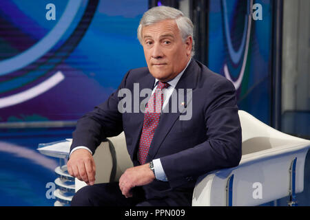 Antonio Tajani Roma 26/09/2018. Trasmissione tv Porta a Porta Rom zum 26. September 2018. Der Präsident des Europäischen Parlaments zu Gast bei der TV-Show Porta a Porta Foto Samantha Zucchi Insidefoto Stockfoto