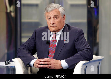 Antonio Tajani Roma 26/09/2018. Trasmissione tv Porta a Porta Rom zum 26. September 2018. Der Präsident des Europäischen Parlaments zu Gast bei der TV-Show Porta a Porta Foto Samantha Zucchi Insidefoto Stockfoto